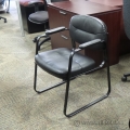 Black Leather Guest Side Chair w Arms